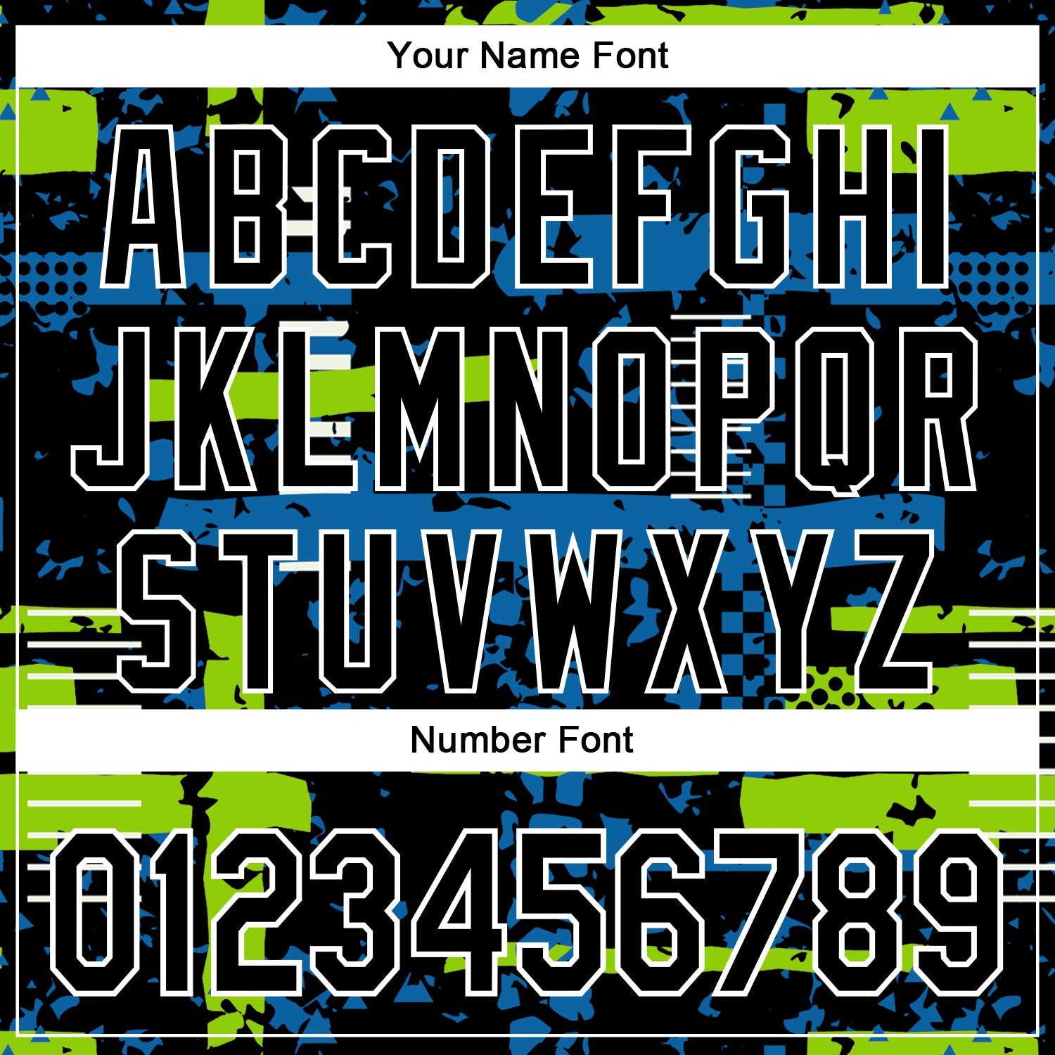 Custom Black Neon Green Blue-White Abstract Fragment Shape 3D Pattern Design Bomber Full-Snap Varsity Letterman Hoodie Jacket