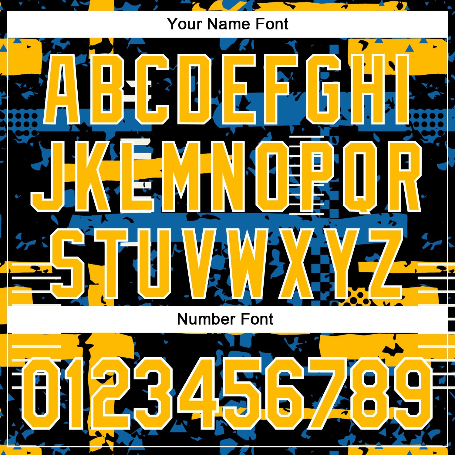 Custom Black Gold Blue-White Abstract Fragment Shape 3D Pattern Design Bomber Full-Snap Varsity Letterman Hoodie Jacket