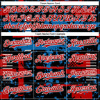 Custom Black Red Blue-White Abstract Fragment Shape 3D Pattern Design Bomber Full-Snap Varsity Letterman Hoodie Jacket