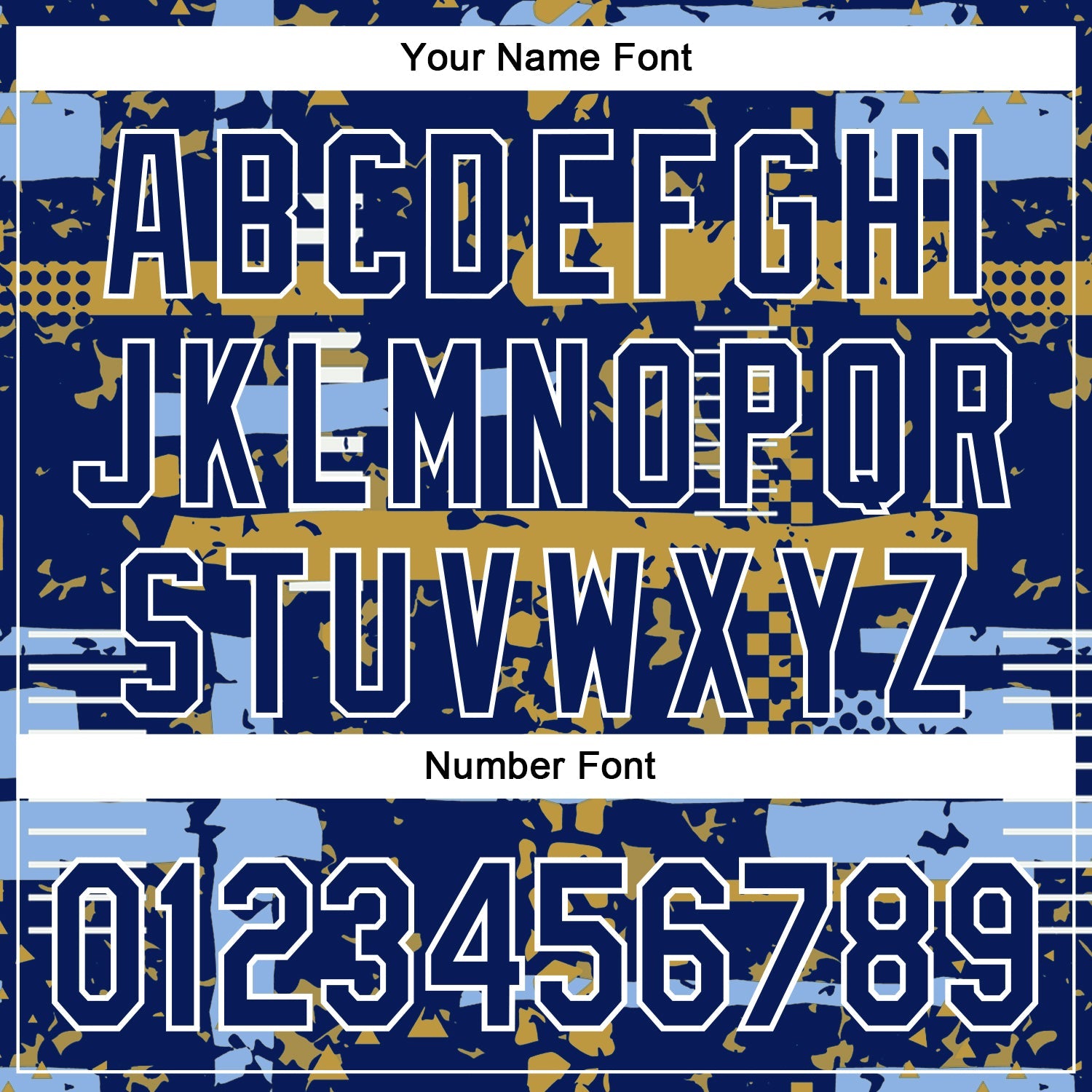 Custom Royal Light Blue Old Gold-White Abstract Fragment Shape 3D Pattern Design Bomber Full-Snap Varsity Letterman Hoodie Jacket