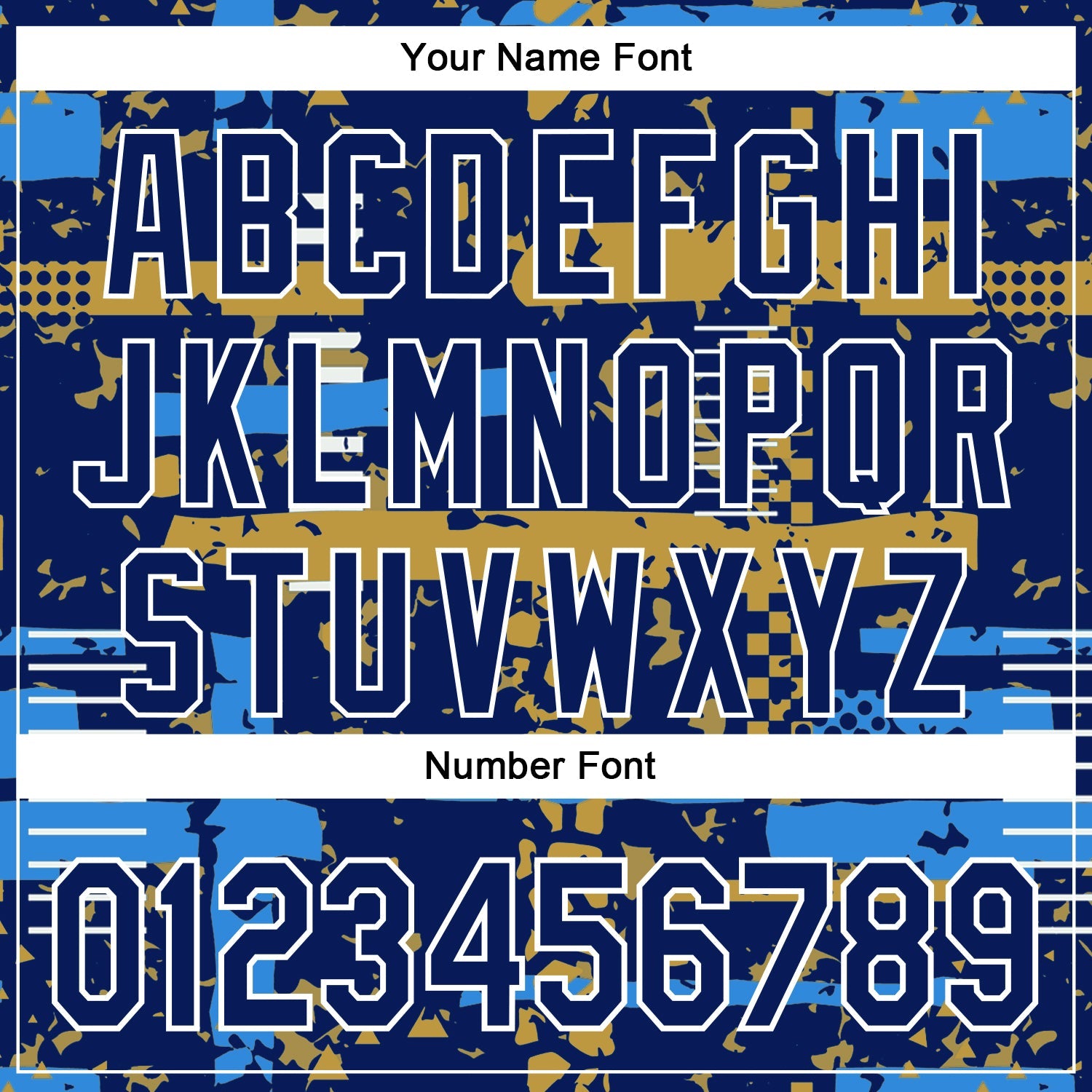 Custom Royal Powder Blue Old Gold-White Abstract Fragment Shape 3D Pattern Design Bomber Full-Snap Varsity Letterman Hoodie Jacket