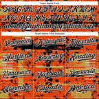 Custom Orange Black Old Gold-White Abstract Fragment Shape 3D Pattern Design Bomber Full-Snap Varsity Letterman Hoodie Jacket