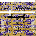 Custom Old Gold Purple Black-White Abstract Fragment Shape 3D Pattern Design Bomber Full-Snap Varsity Letterman Hoodie Jacket