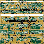 Custom Old Gold Kelly Green Black-White Abstract Fragment Shape 3D Pattern Design Bomber Full-Snap Varsity Letterman Hoodie Jacket