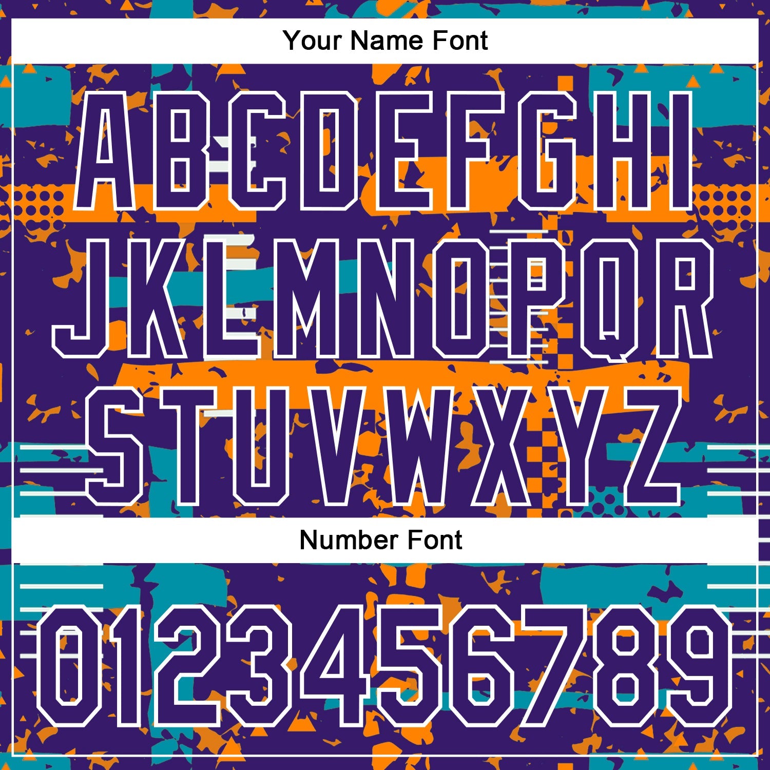 Custom Purple Teal Bay Orange-White Abstract Fragment Shape 3D Pattern Design Bomber Full-Snap Varsity Letterman Hoodie Jacket