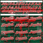 Custom Green Red Kelly Green-White Abstract Fragment Shape 3D Pattern Design Bomber Full-Snap Varsity Letterman Hoodie Jacket