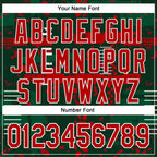 Custom Green Red Kelly Green-White Abstract Fragment Shape 3D Pattern Design Bomber Full-Snap Varsity Letterman Hoodie Jacket