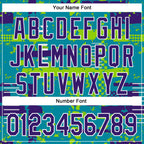 Custom Teal Purple Neon Green-White Abstract Fragment Shape 3D Pattern Design Bomber Full-Snap Varsity Letterman Hoodie Jacket