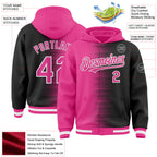 Custom Pink Black-White Gradient Line Bomber Full-Snap Varsity Letterman Hoodie Jacket