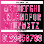 Custom Pink Black-White Gradient Line Bomber Full-Snap Varsity Letterman Hoodie Jacket