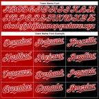 Custom Red Black-White Gradient Line Bomber Full-Snap Varsity Letterman Hoodie Jacket