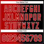 Custom Red Black-White Gradient Line Bomber Full-Snap Varsity Letterman Hoodie Jacket