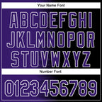 Custom Purple Black-White Gradient Line Bomber Full-Snap Varsity Letterman Hoodie Jacket