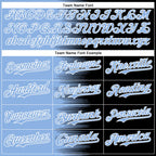 Custom Light Blue Black-White Gradient Line Bomber Full-Snap Varsity Letterman Hoodie Jacket