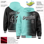 Custom Ice Blue Black-White Gradient Line Bomber Full-Snap Varsity Letterman Hoodie Jacket