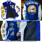 Custom Sky Blue Black-White Gradient Line Bomber Full-Snap Varsity Letterman Hoodie Jacket