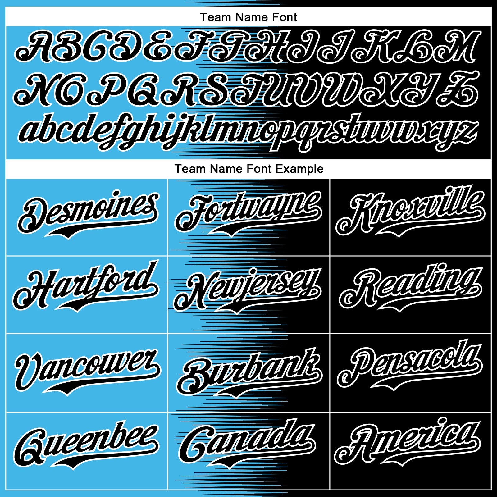 Custom Sky Blue Black-White Gradient Line Bomber Full-Snap Varsity Letterman Hoodie Jacket