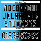 Custom Sky Blue Black-White Gradient Line Bomber Full-Snap Varsity Letterman Hoodie Jacket