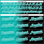 Custom Aqua Black-White Gradient Line Bomber Full-Snap Varsity Letterman Hoodie Jacket