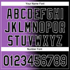 Custom Medium Purple Black-White Gradient Line Bomber Full-Snap Varsity Letterman Hoodie Jacket