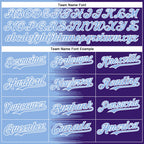 Custom Light Blue Purple-White Gradient Line Bomber Full-Snap Varsity Letterman Hoodie Jacket