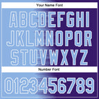 Custom Light Blue Purple-White Gradient Line Bomber Full-Snap Varsity Letterman Hoodie Jacket