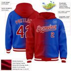 Custom Red Thunder Blue-White Gradient Line Bomber Full-Snap Varsity Letterman Hoodie Jacket