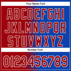 Custom Red Thunder Blue-White Gradient Line Bomber Full-Snap Varsity Letterman Hoodie Jacket