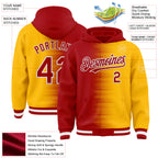 Custom Red Gold-White Gradient Line Bomber Full-Snap Varsity Letterman Hoodie Jacket