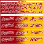 Custom Red Gold-White Gradient Line Bomber Full-Snap Varsity Letterman Hoodie Jacket