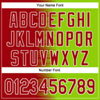 Custom Red Neon Green-White Gradient Line Bomber Full-Snap Varsity Letterman Hoodie Jacket