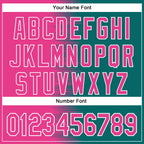 Custom Pink Teal-White Gradient Line Bomber Full-Snap Varsity Letterman Hoodie Jacket