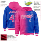 Custom Pink Thunder Blue-White Gradient Line Bomber Full-Snap Varsity Letterman Hoodie Jacket