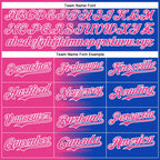 Custom Pink Thunder Blue-White Gradient Line Bomber Full-Snap Varsity Letterman Hoodie Jacket