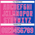 Custom Pink Thunder Blue-White Gradient Line Bomber Full-Snap Varsity Letterman Hoodie Jacket