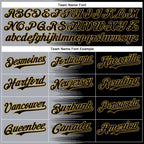 Custom Gray Black-Old Gold Gradient Line Bomber Full-Snap Varsity Letterman Hoodie Jacket