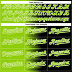 Custom Neon Green Black-White Gradient Line Bomber Full-Snap Varsity Letterman Hoodie Jacket