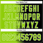 Custom Neon Green Black-White Gradient Line Bomber Full-Snap Varsity Letterman Hoodie Jacket