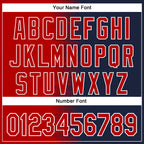 Custom Red Navy-White Gradient Line Bomber Full-Snap Varsity Letterman Hoodie Jacket