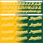 Custom Gold Kelly Green-White Gradient Line Bomber Full-Snap Varsity Letterman Hoodie Jacket