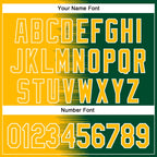 Custom Gold Kelly Green-White Gradient Line Bomber Full-Snap Varsity Letterman Hoodie Jacket