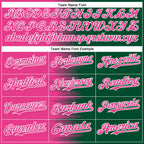 Custom Pink Kelly Green-White Gradient Line Bomber Full-Snap Varsity Letterman Hoodie Jacket
