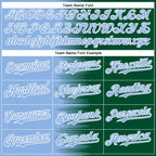 Custom Light Blue Kelly Green-White Gradient Line Bomber Full-Snap Varsity Letterman Hoodie Jacket