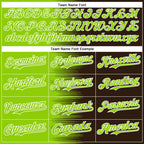 Custom Neon Green Brown-White Gradient Line Bomber Full-Snap Varsity Letterman Hoodie Jacket