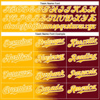 Custom Gold Crimson-White Gradient Line Bomber Full-Snap Varsity Letterman Hoodie Jacket