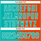 Custom Aqua Orange-White Gradient Line Bomber Full-Snap Varsity Letterman Hoodie Jacket