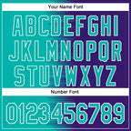 Custom Aqua Purple-White Gradient Line Bomber Full-Snap Varsity Letterman Hoodie Jacket