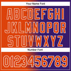 Custom Orange Purple-White Gradient Line Bomber Full-Snap Varsity Letterman Hoodie Jacket