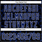 Custom Black Royal-White Abstract Network 3D Pattern Design Bomber Full-Snap Varsity Letterman Hoodie Jacket