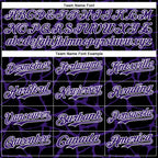 Custom Black Purple-White Abstract Network 3D Pattern Design Bomber Full-Snap Varsity Letterman Hoodie Jacket